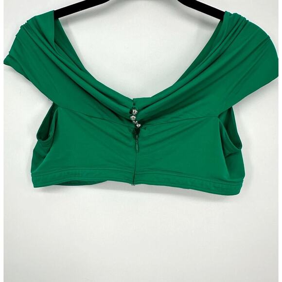 Paco Rabanne Green Ruched Off The Shoulder Crop Top in Emeraude - Picture 5 of 13